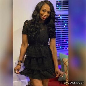 Express Black Lace Tiered Mini Dress